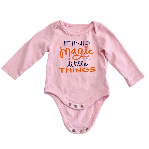 Cat & Jack Baby Girl Pink Graphic Long Sleeve Bodysuit | Size - Newborn - Picture 1 of 5